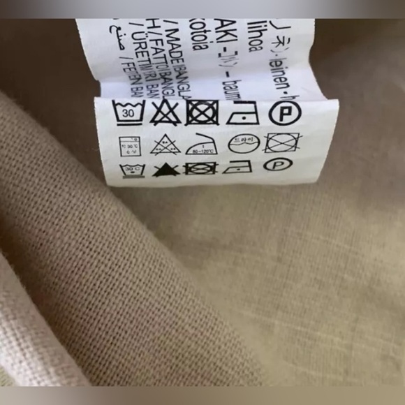 Zara Beige Linen Cotton Dress Size S Smock Oversize Puff Sleeve - Picture 8 of 8